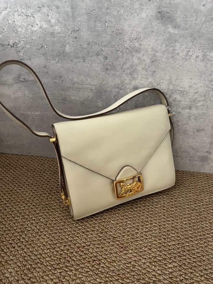 CELINE Large Carriage Buckle Envelope Bag 🤍｜Rare Cream Color Vintage Treasure