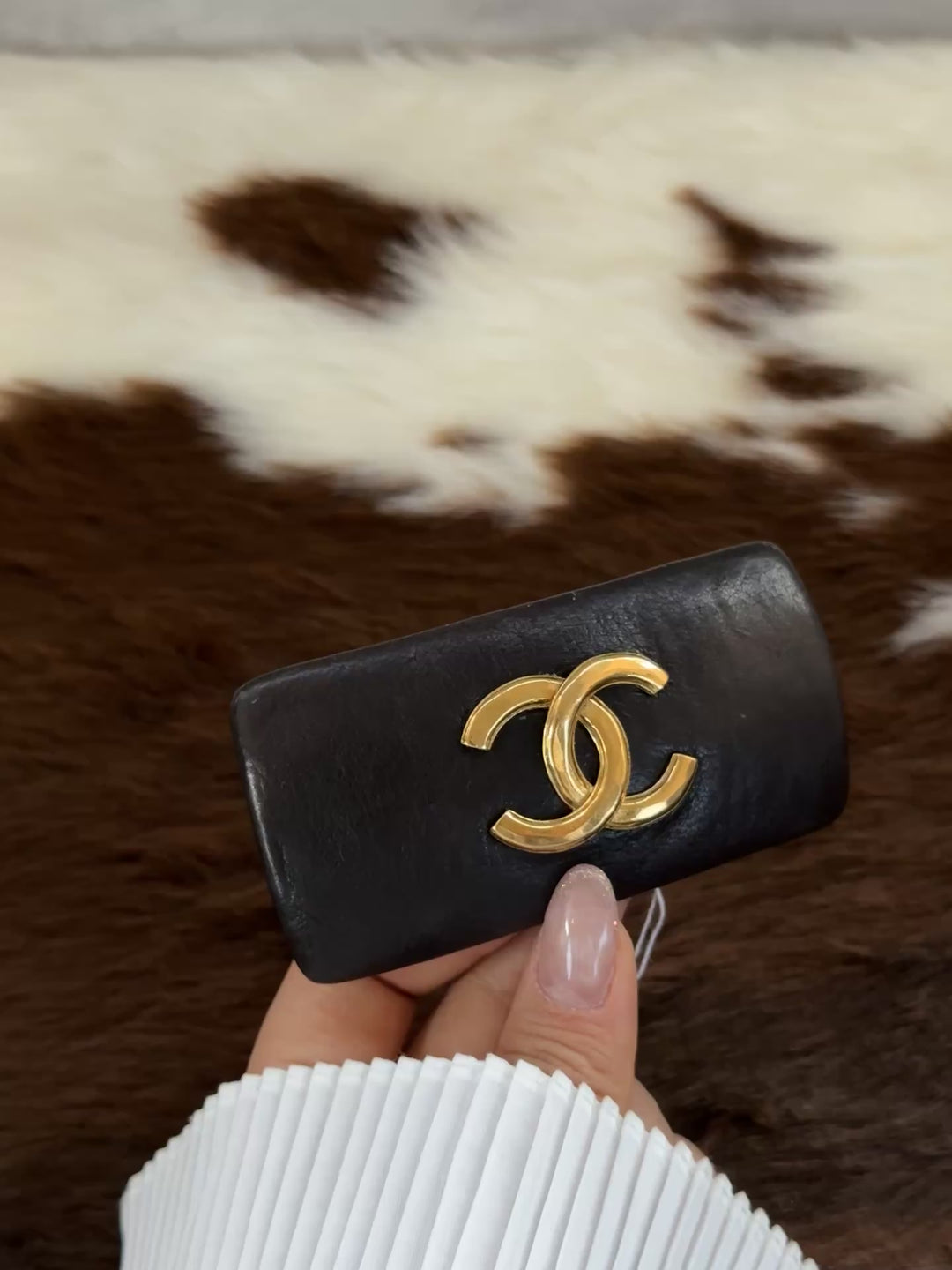 CHANEL CC Lambskin Hair Barrette 🤎✨｜Chocolate Elegance × Iconic Gold CC × Parisian Chic