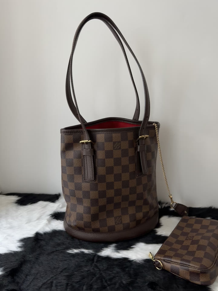 LOUIS VUITTON 🤎 Damier Bucket Tote🪣✨｜Detachable Pouch × Adorable Bucket Shape × Practical Daily Capacity&nbsp;
