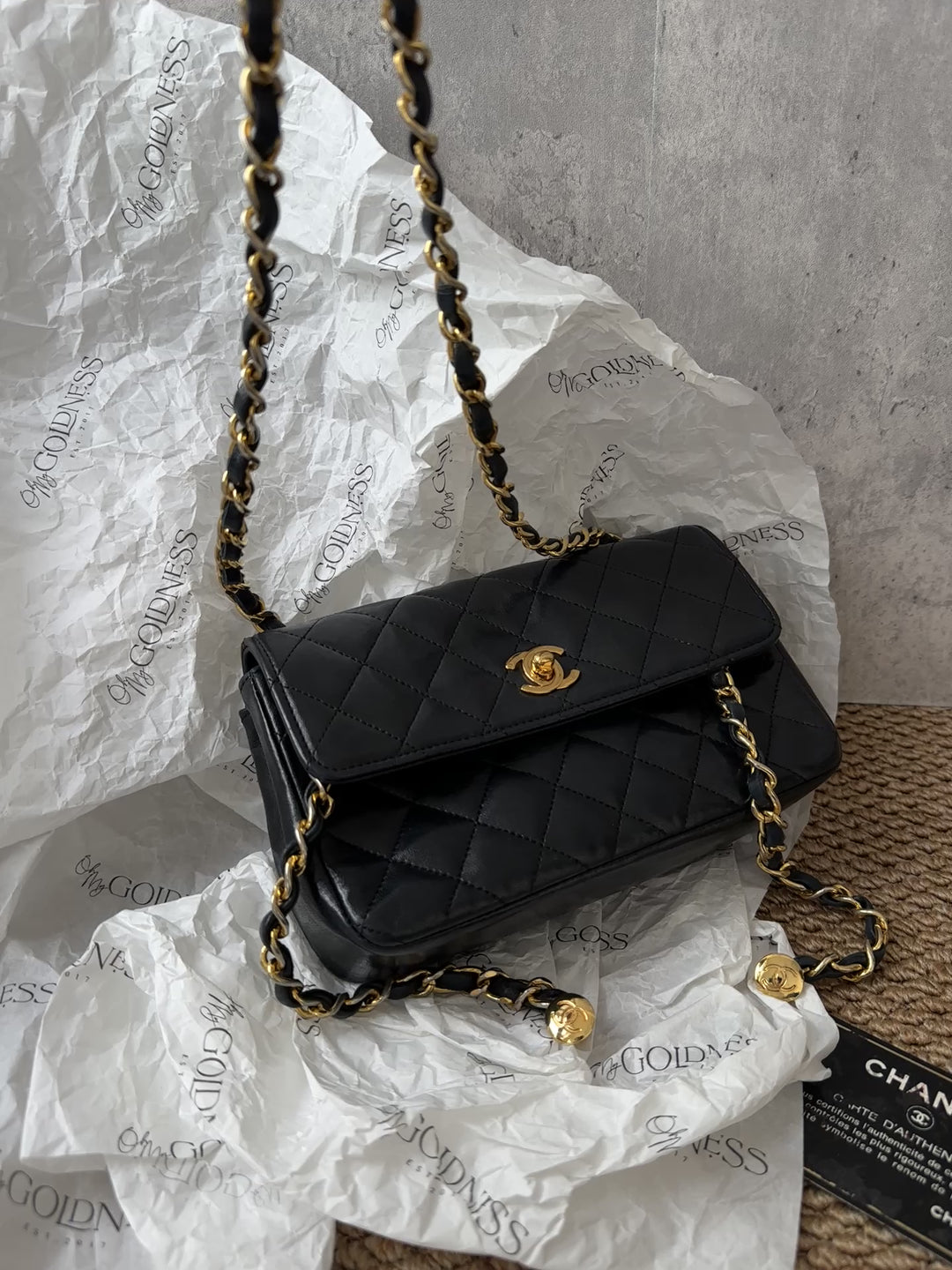 CHANEL Black Coco Button Flap – Classic Quilted Leather 🖤 Rare Full-Set with Original Inner Pocket
