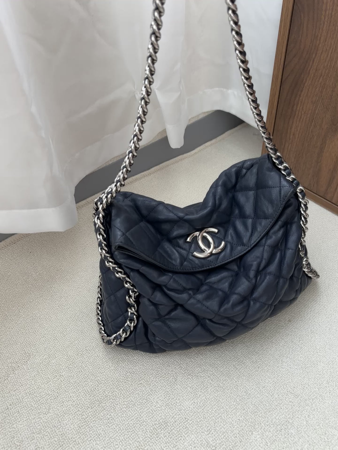 Chanel Quilted Edge Hobo Bag 💙✨ With Sticker