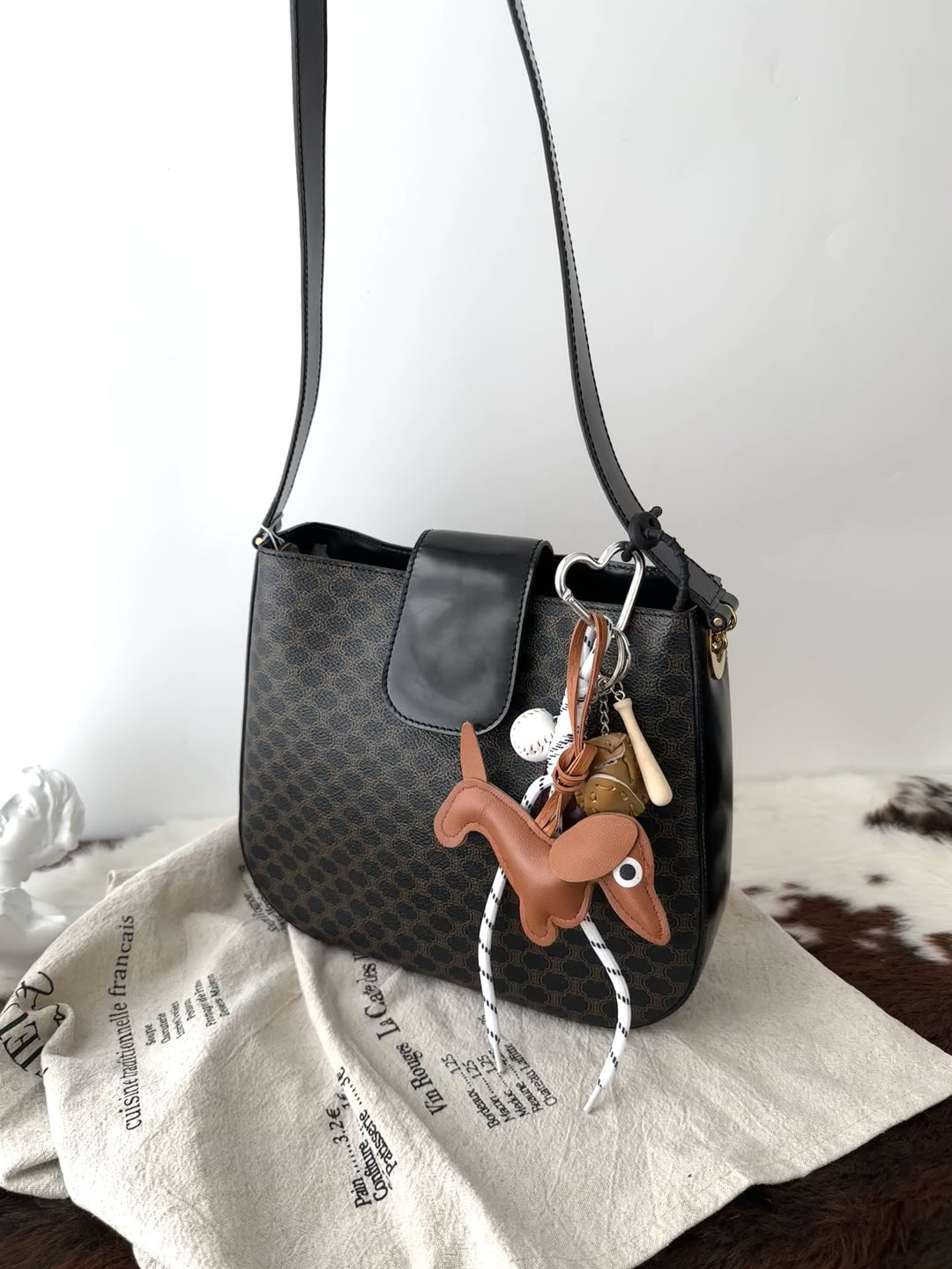 CELINE Macadam Small Tote / Shoulder Bag 🖤✨｜Rare Petite Size × Classic Gold Ring Details × Excellent Condition