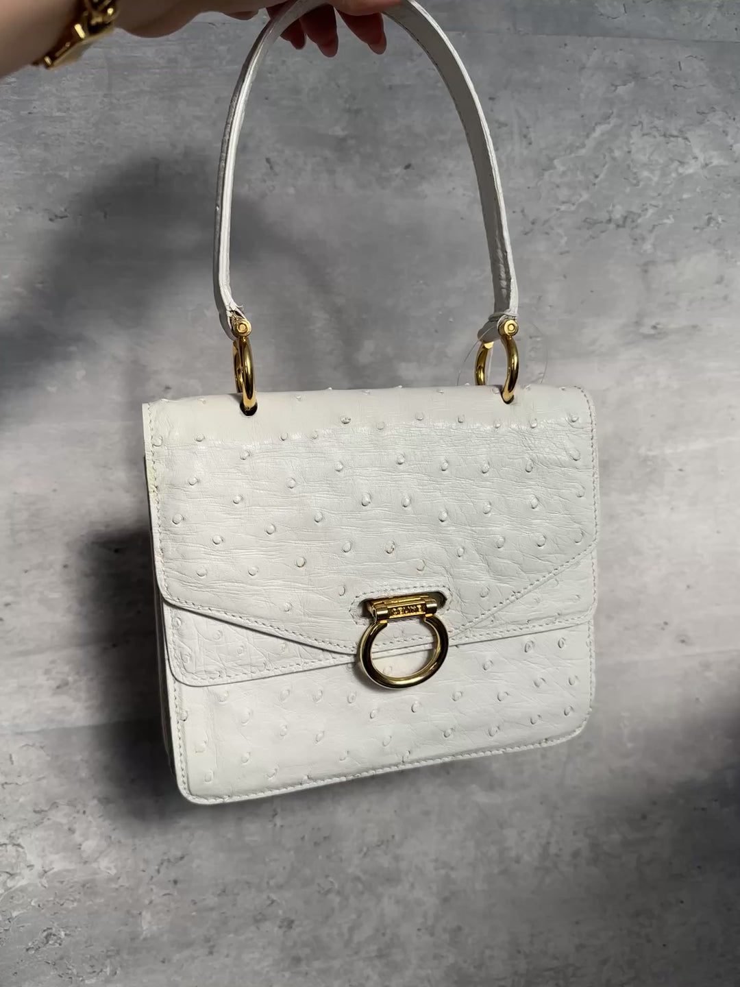 Celine White Ostrich Leather Double Flap Box Bag with Horseshoe Clasp 🤍✨ | Rare Exotic, Elegant & Collectible