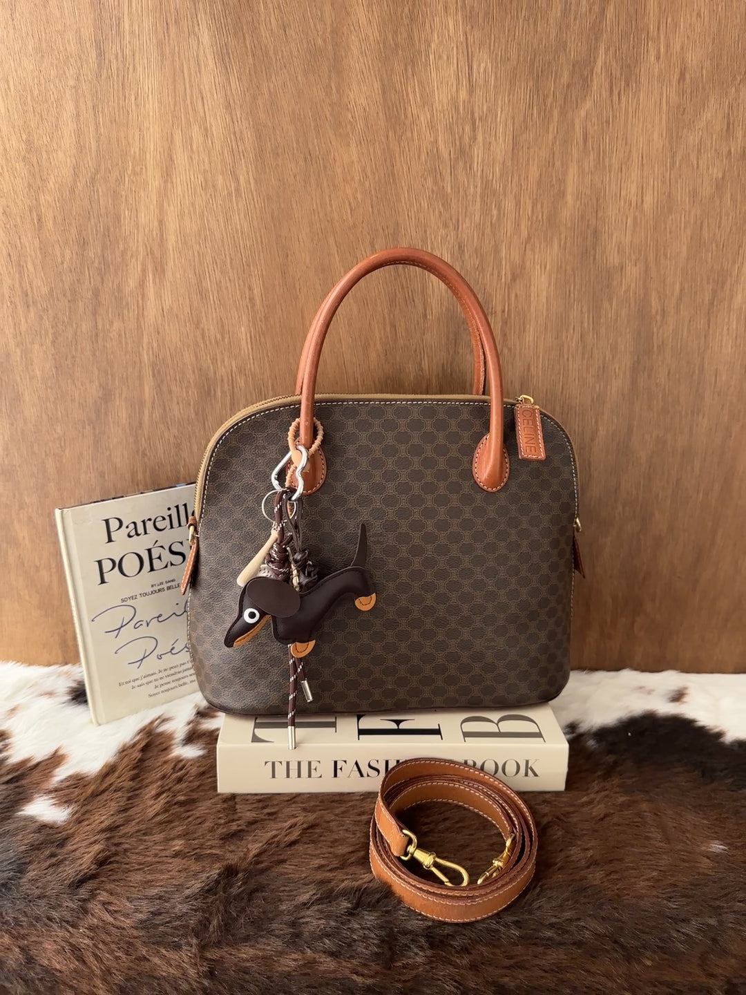 Celine Vintage Macadam Alma Boston Bag 🤎✨｜Iconic Macadam Canvas・Original Shoulder Strap・2-Way Styling
