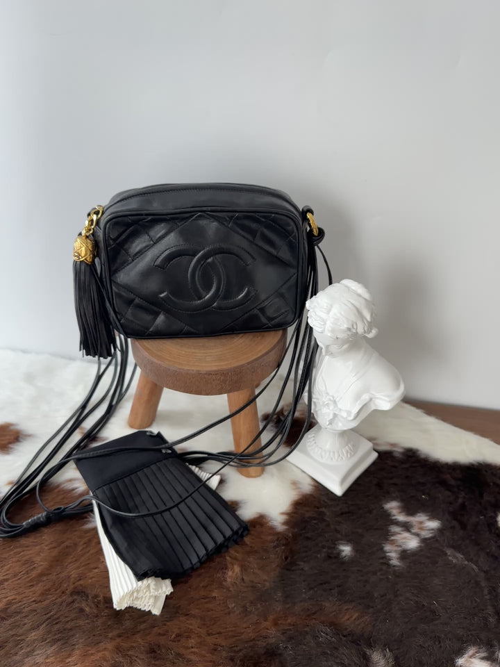 CHANEL Gold Ball Tassel Camera Bag 🖤✨｜Small Size × Long Strap × Tassel Detail