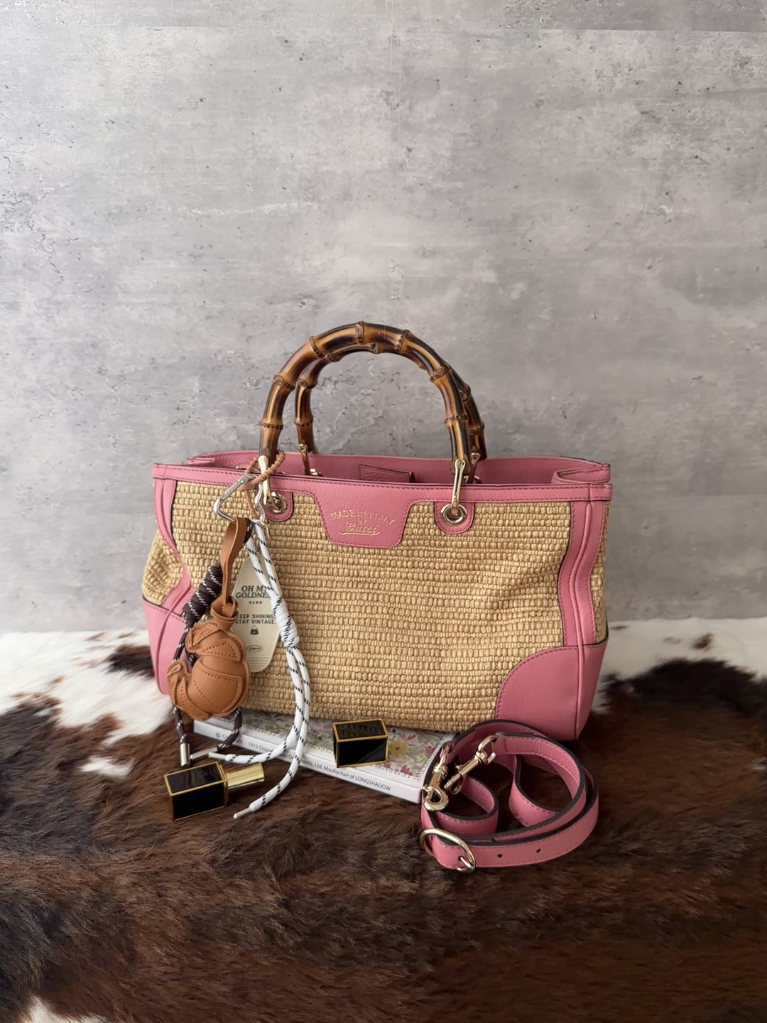 Gucci Bamboo Raffia Tote 💕｜Original Strap Included