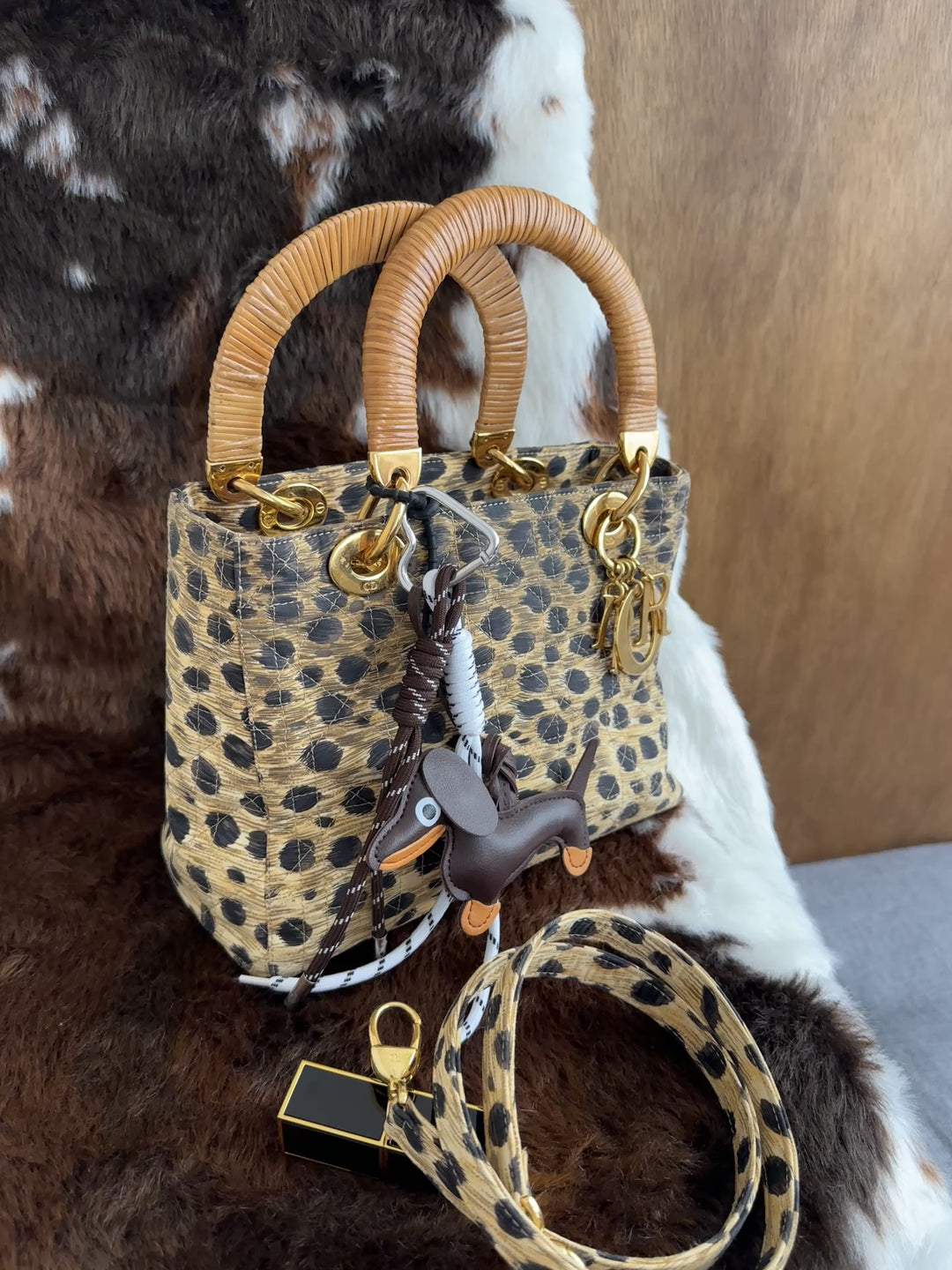 Dior Lady Dior Leopard Print Bag 🐆｜Rare Leopard Print × Woven Cane Handles × Convertible Crossbody Style