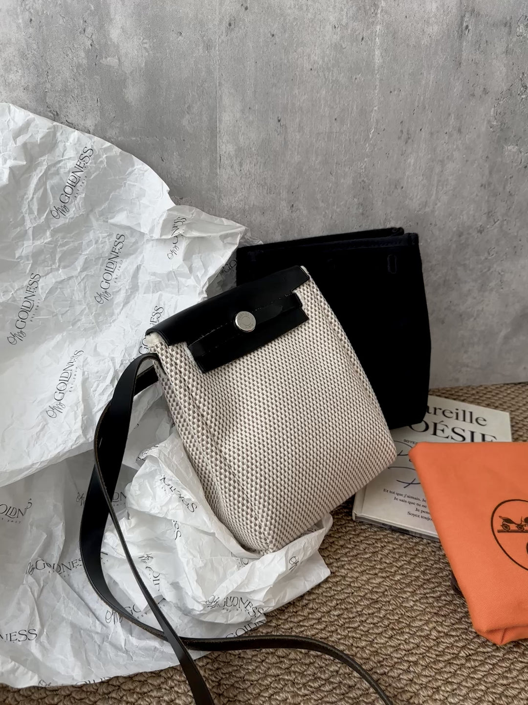 Hermes Mini Herbag Crossbody – Two Looks in One 🖤 Full Set & Rare Find