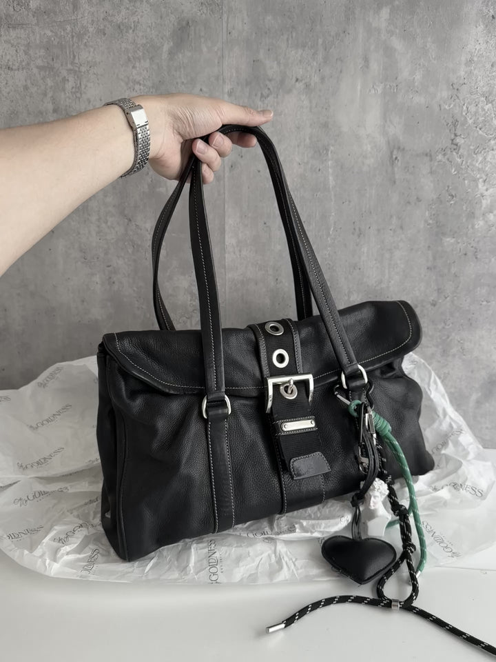 PRADA Black Gemstone Tote – Allover Sparkle × Glazed Leather Handles 🖤 A4-Friendly & Boldly Elegant