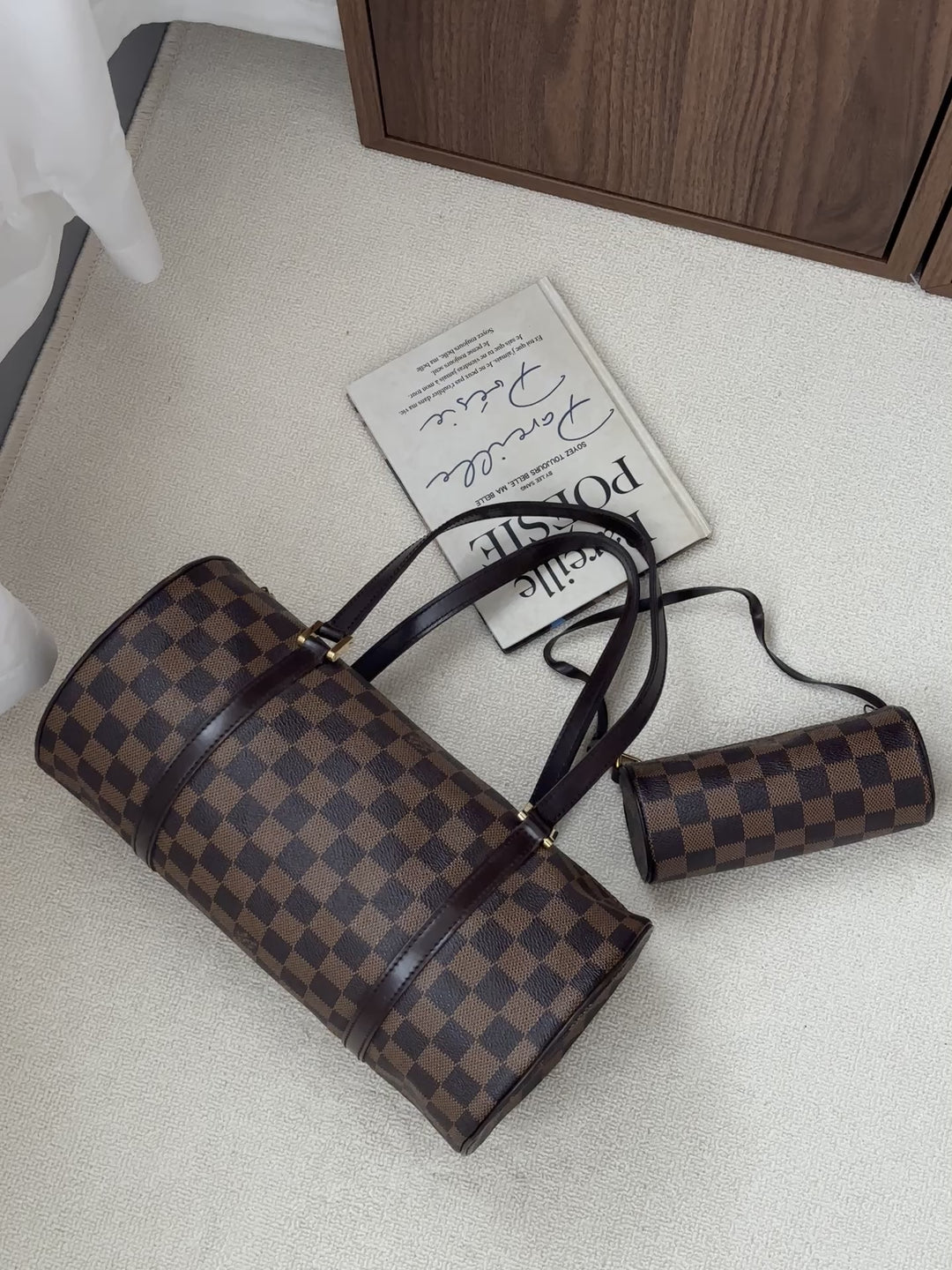 LOUIS VUITTON Damier Papillon with Baby Pouch 🤎✨ Classic Barrel Icon