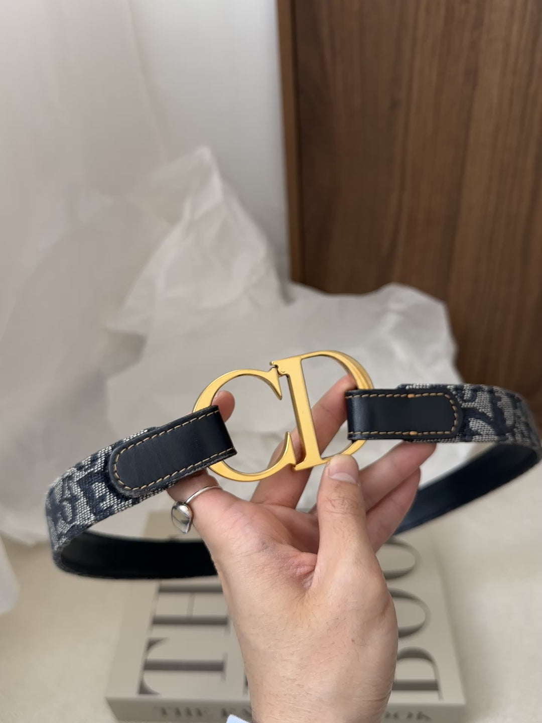Dior CD Monogram Belt 🖤✨ Gold Large CD Buckle (Size 70)