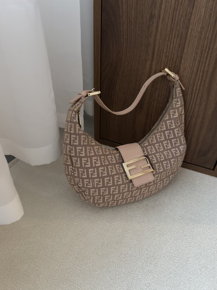 FENDI Zucca Half-Moon Hobo – Dusty Rose Monogram ✨🌹