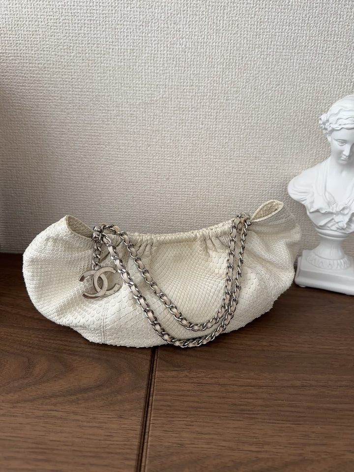 CHANEL Python Yuanbao Hobo 🤍✨ Rare White Edition