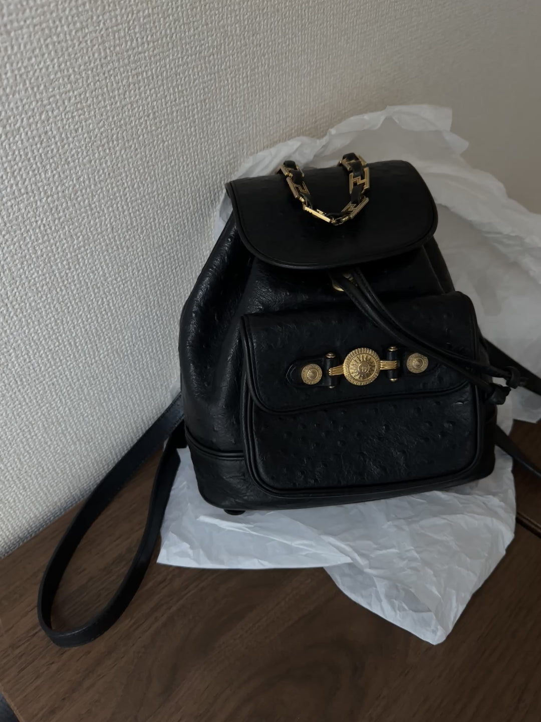 Versace Ostrich Leather Medusa Backpack 🌞🖤 Rare & Stunning