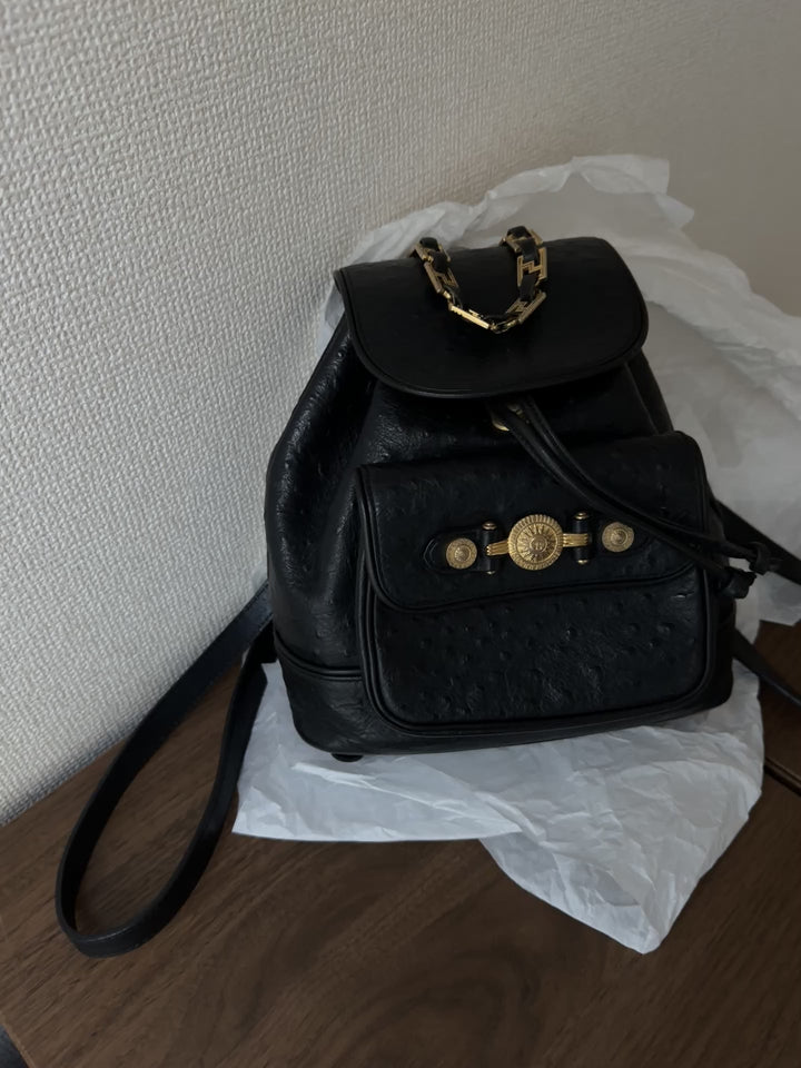 Versace Ostrich Leather Medusa Backpack 🌞🖤 Rare & Stunning