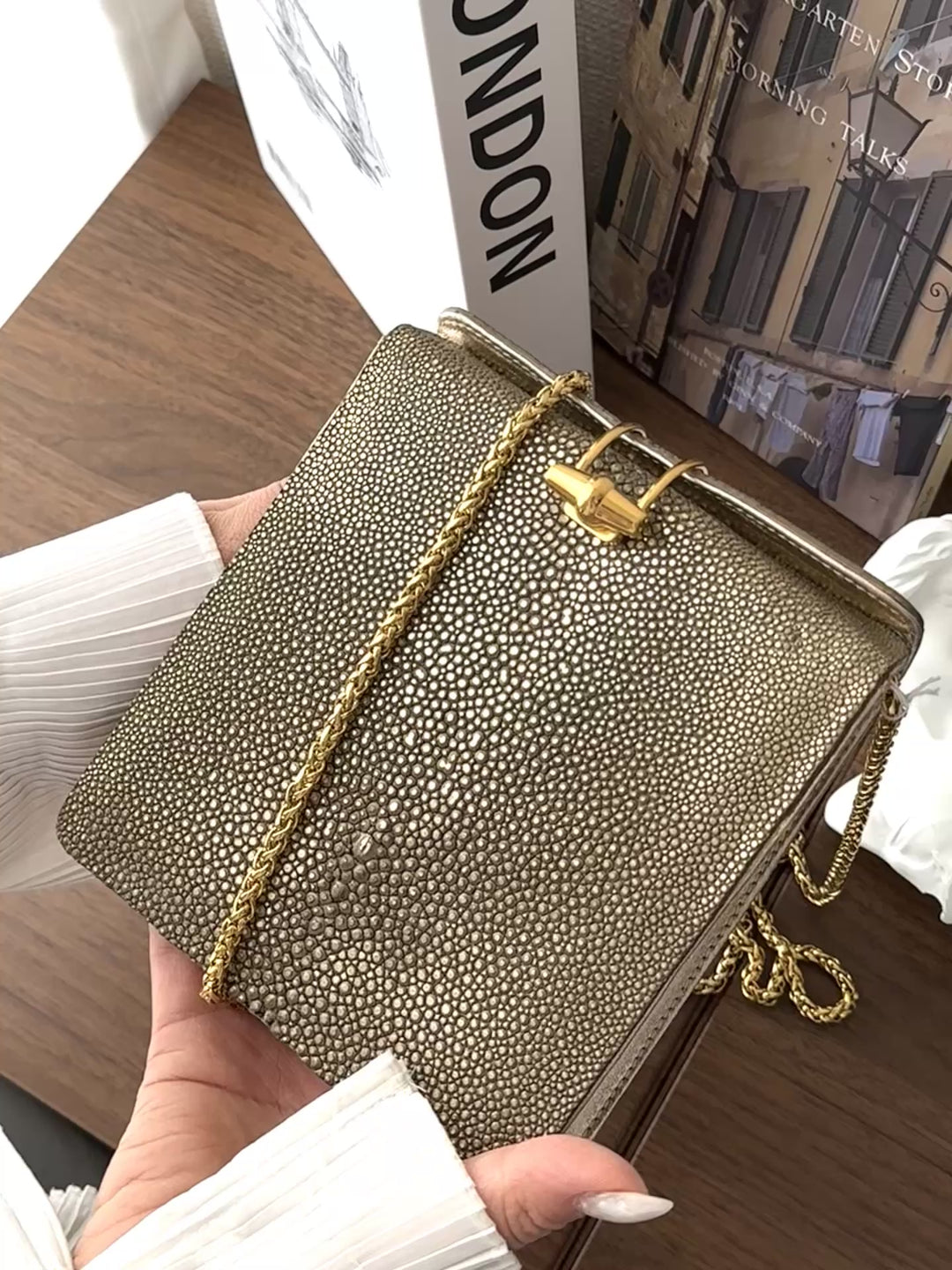 CELINE Golden Stingray Leather Chain Bag｜Collector’s Luxe Treasure ✨🤎
