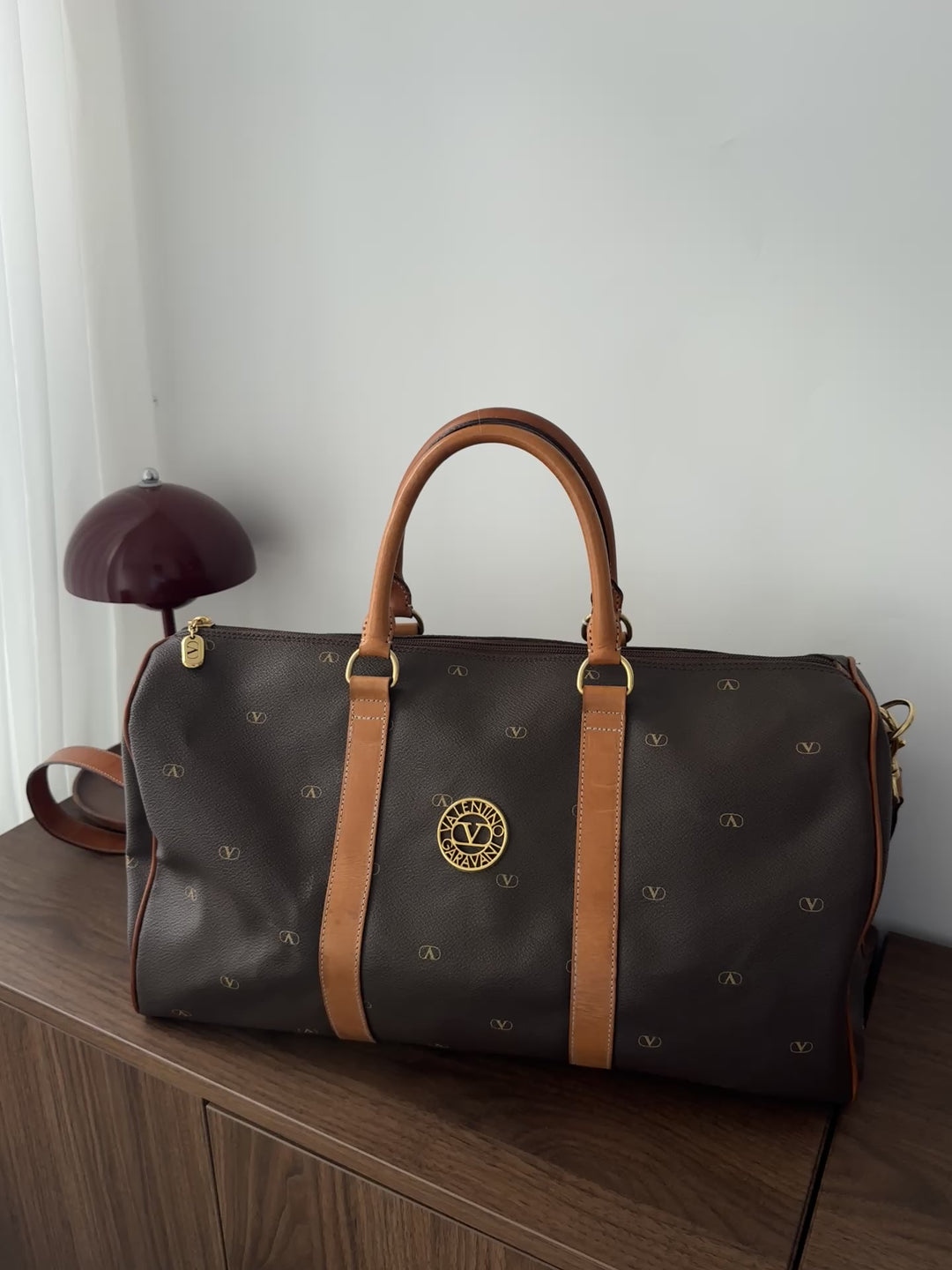 VALENTINO Vintage Logo Brown Travel Bag – Durable PVC × Classic Monogram × High Value✨