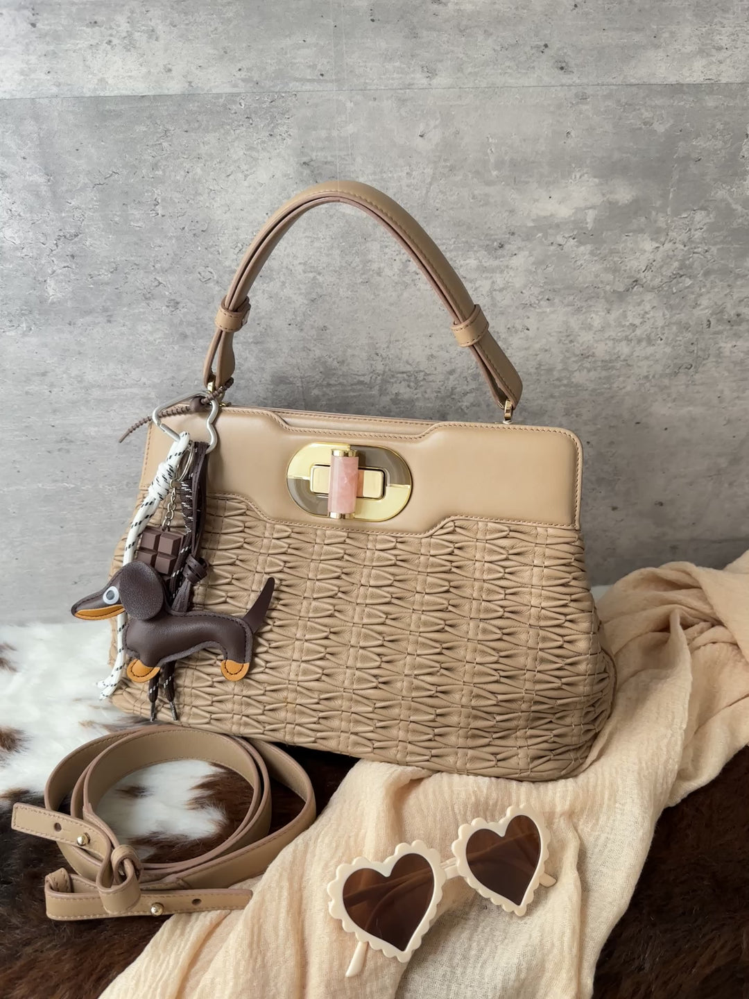 BVLGARI Marble Turnlock Woven Top Handle Bag 💖｜Marble Clasp × Original Strap × Near-Pristine Condition