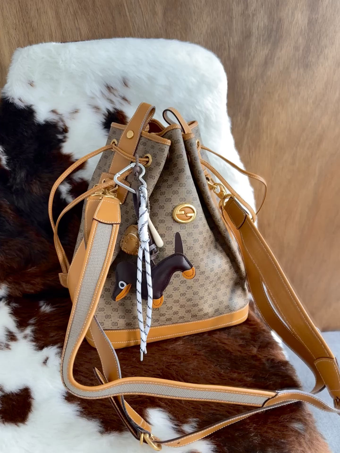 Gucci Monogram Bucket Bag 🤎💛｜Classic GG Canvas・2 Straps Set・Vintage Chic