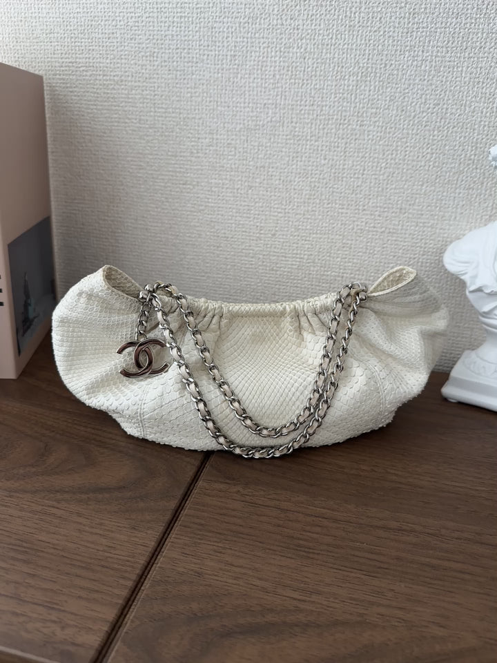 CHANEL Python Yuanbao Hobo 🤍✨ Rare White Edition