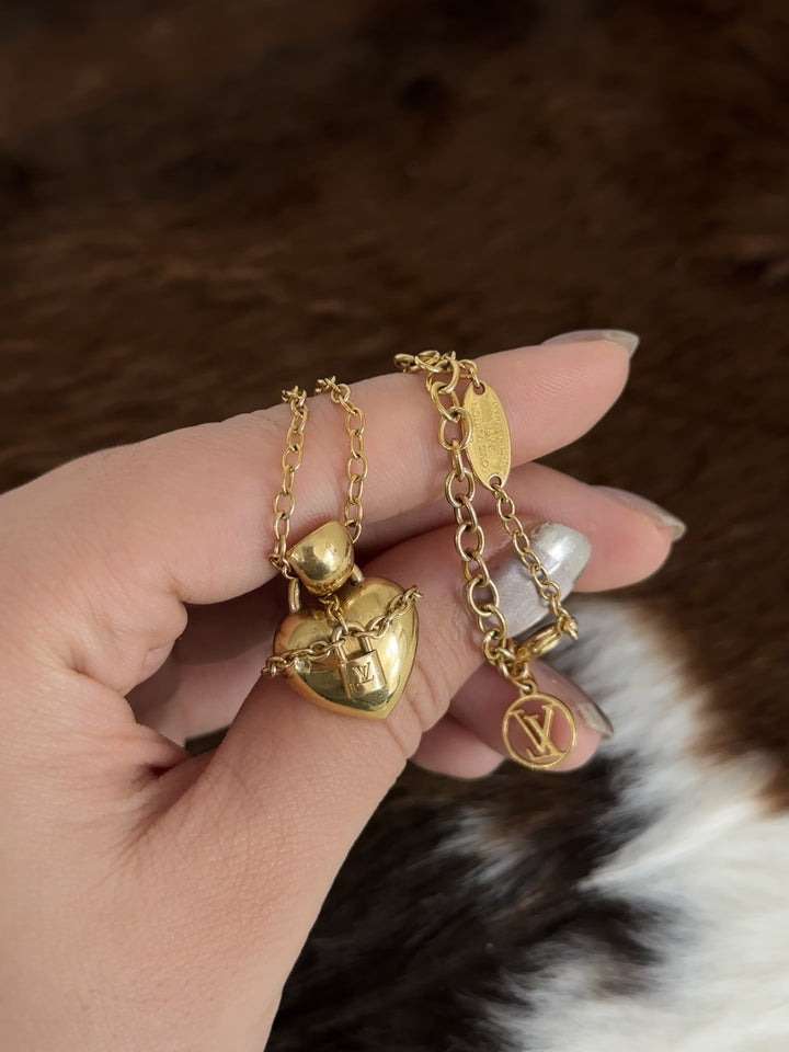 Louis Vuitton “Golden Heart Lock Necklace” 🔐💛 | Chic, Iconic & Luxuriously Bold