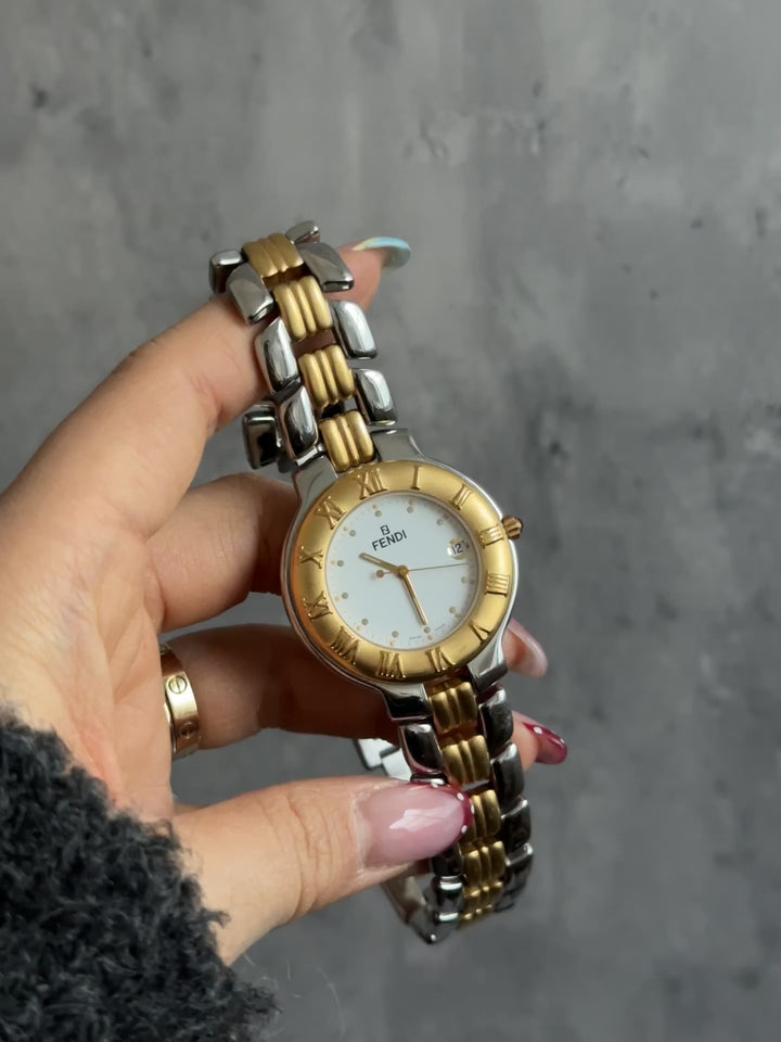 Fendi Vintage Two-Tone Chain Watch – Gold & Silver