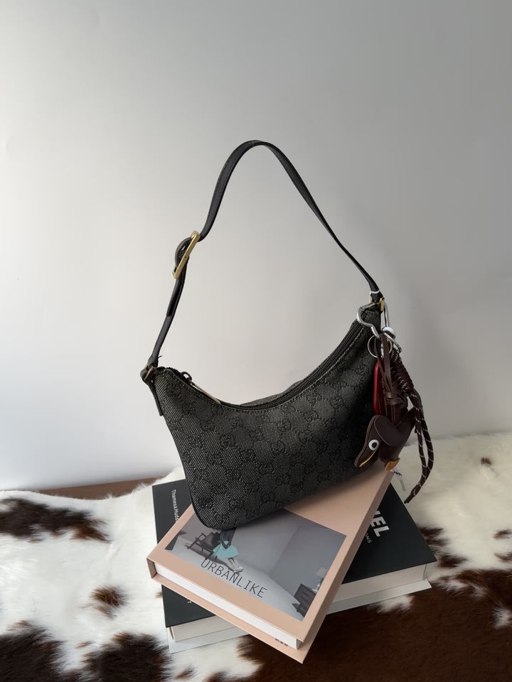 Gucci Denim GG Mini Hobo Bag – Black