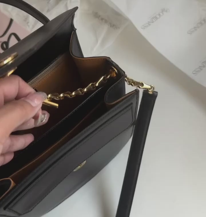 CELINE Black Fishbone Chain Mini Kelly Bag｜Rare Vintage Sophistication ✨🖤