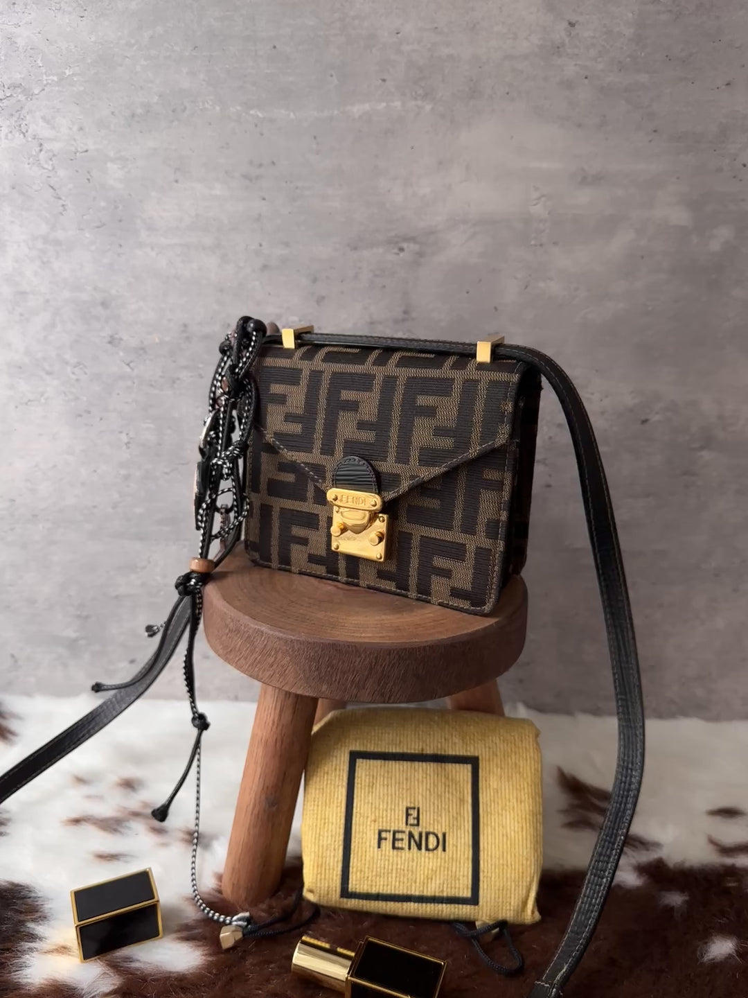 Fendi Mini FF Monogram Box Crossbody Bag 🤎｜Rare Find｜Gold Lock｜Collectible Mini Size