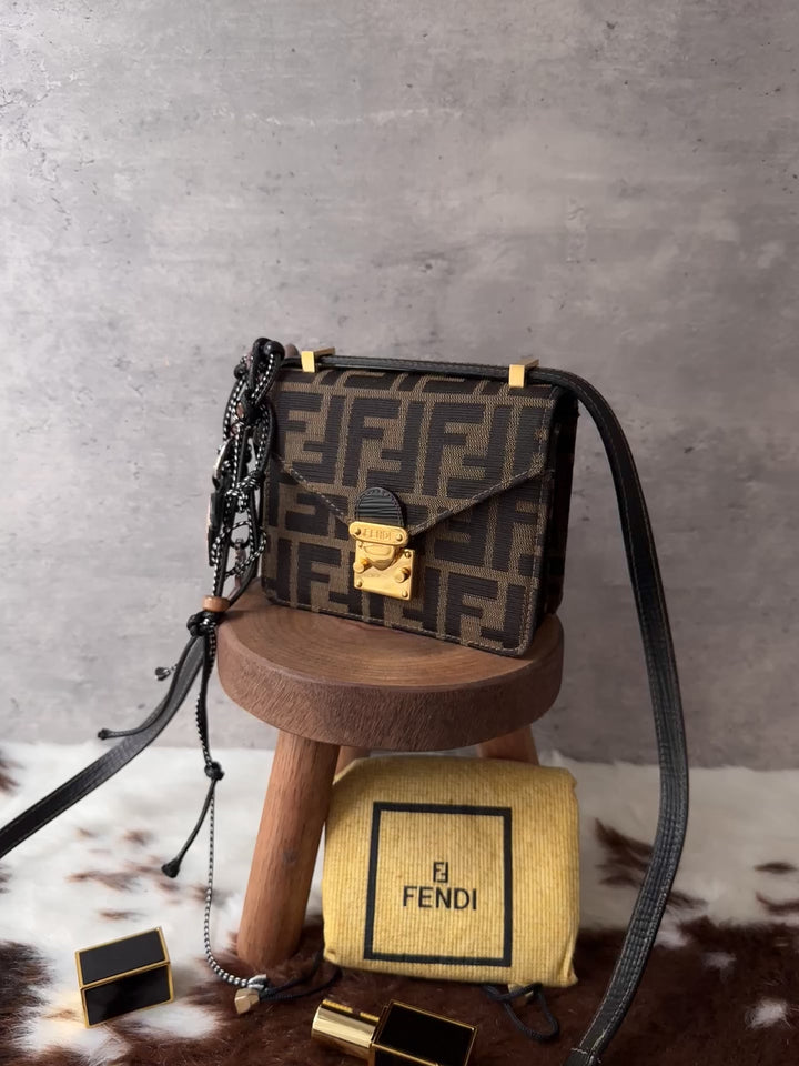 Fendi Mini FF Monogram Box Crossbody Bag 🤎｜Rare Find｜Gold Lock｜Collectible Mini Size