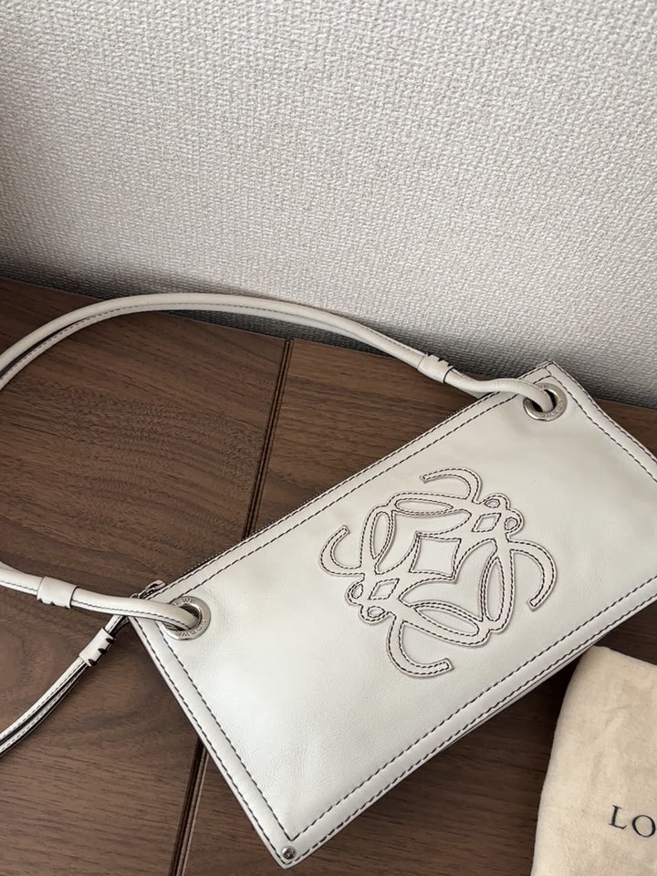 Loewe Double Faced Shoulder Bag – White with Contrast Stitching 🤍✨