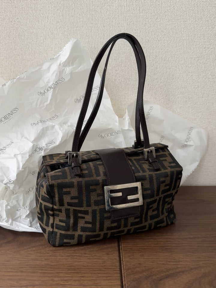 Fendi Zucca Canvas Underarm Box Bag 🤎 | Soft-Structured Vintage Charm