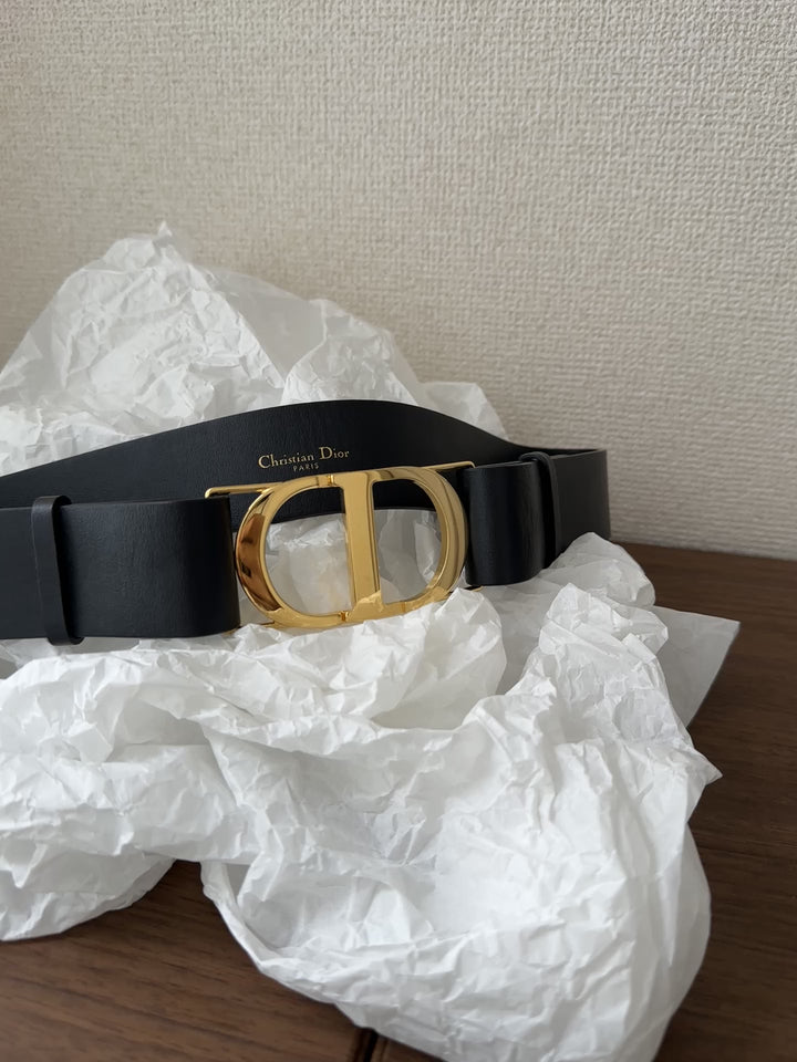 Christian Dior Logo Belt 🖤｜Gold CD Buckle × Black Cotton Body × Statement Styling