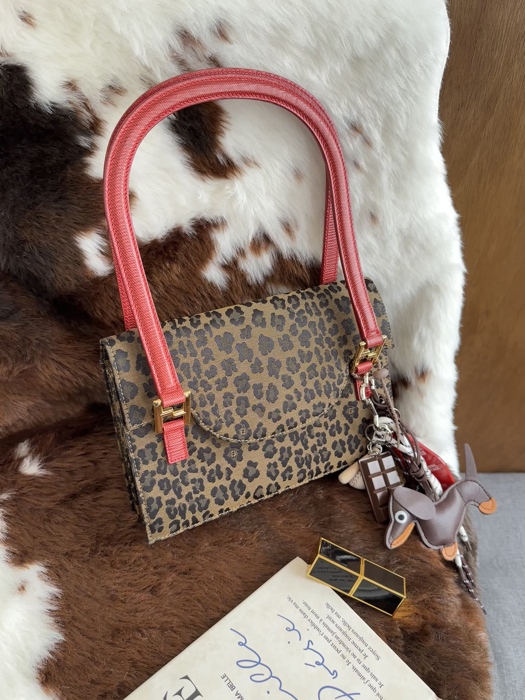 Fendi Leopard Print Hobo Bag 🐆｜Lizard Leather Handle・Gold Hardware・Vintage Chic
