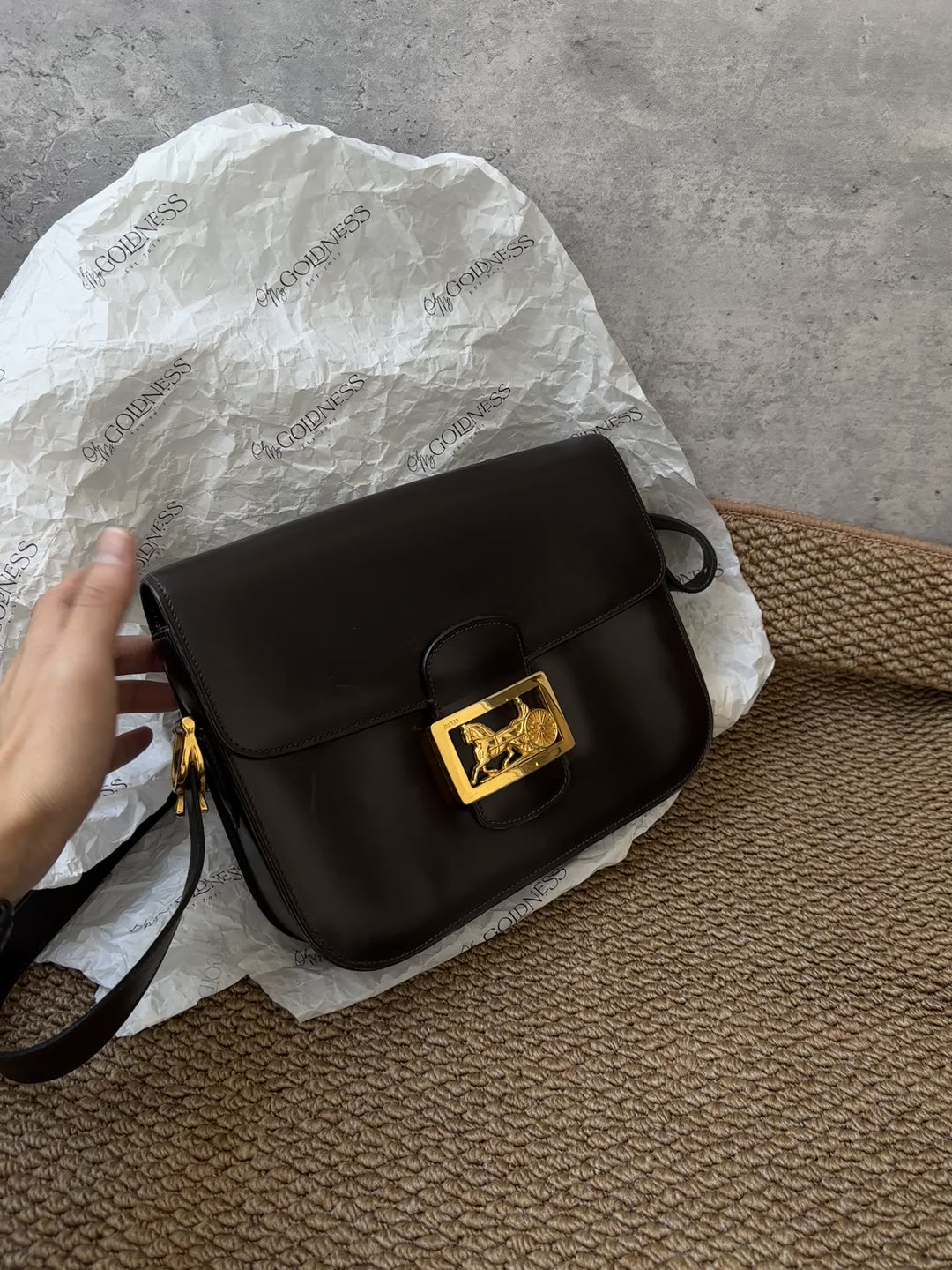 CELINE Chocolate Brown Carriage Buckle Shoulder Bag 🤎✨