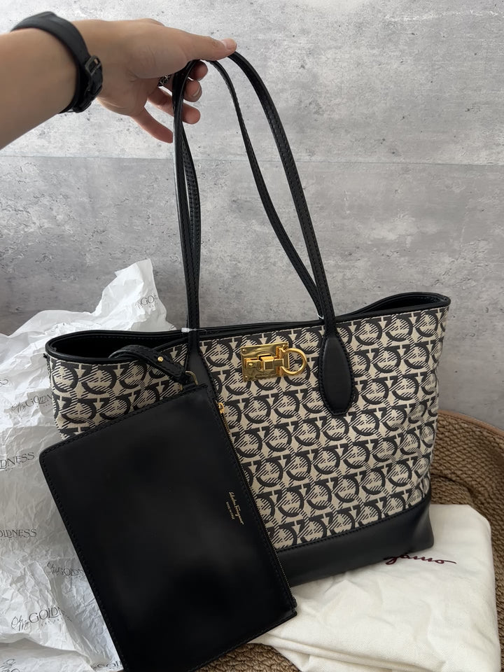 Ferragamo Vintage Monogram Gancini Tote with Pouch ✨