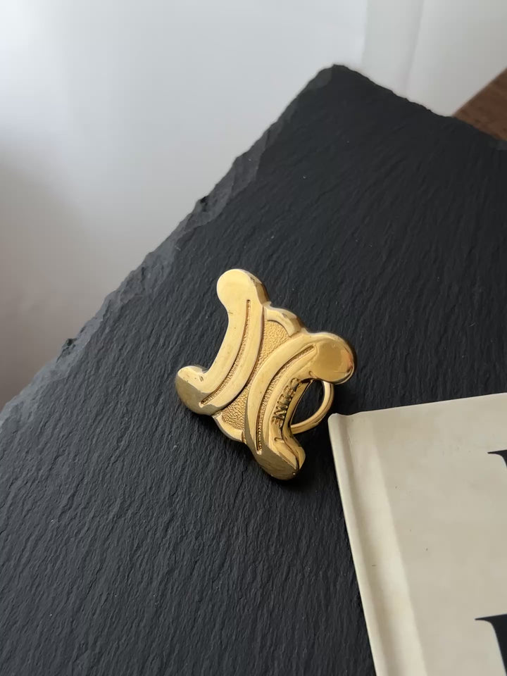 CELINE Triomphe Scarf Ring ✨ Vintage Gold Elegance