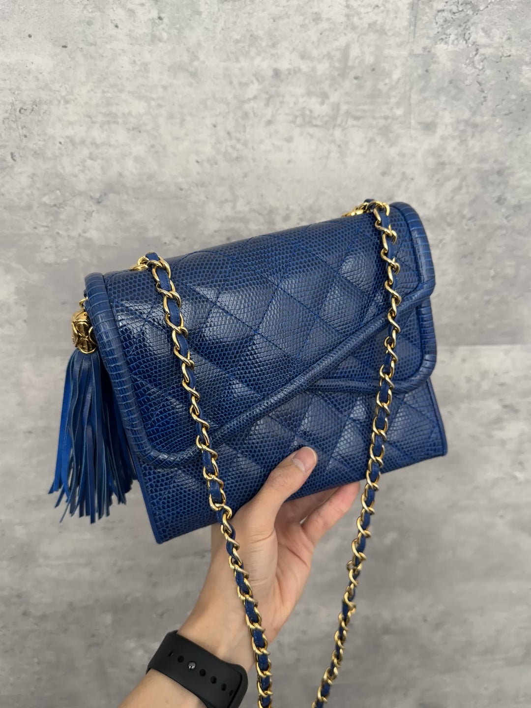 CHANEL Vintage Lizard Leather Flap Bag