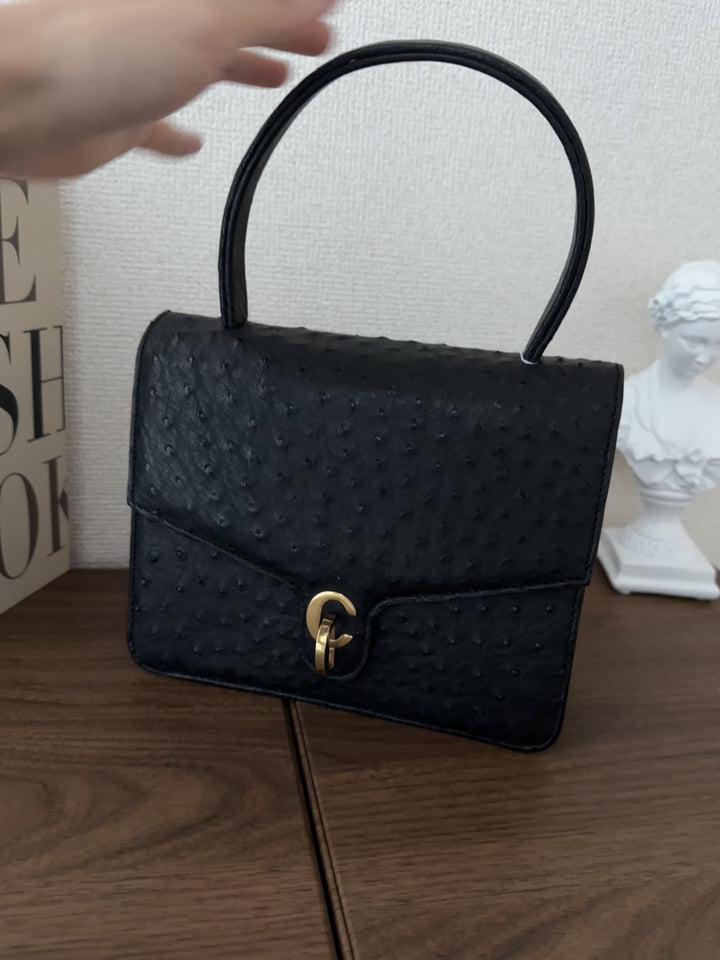 Dior Ostrich Leather Top Handle Bag 🖤✨ Rare CD Clasp
