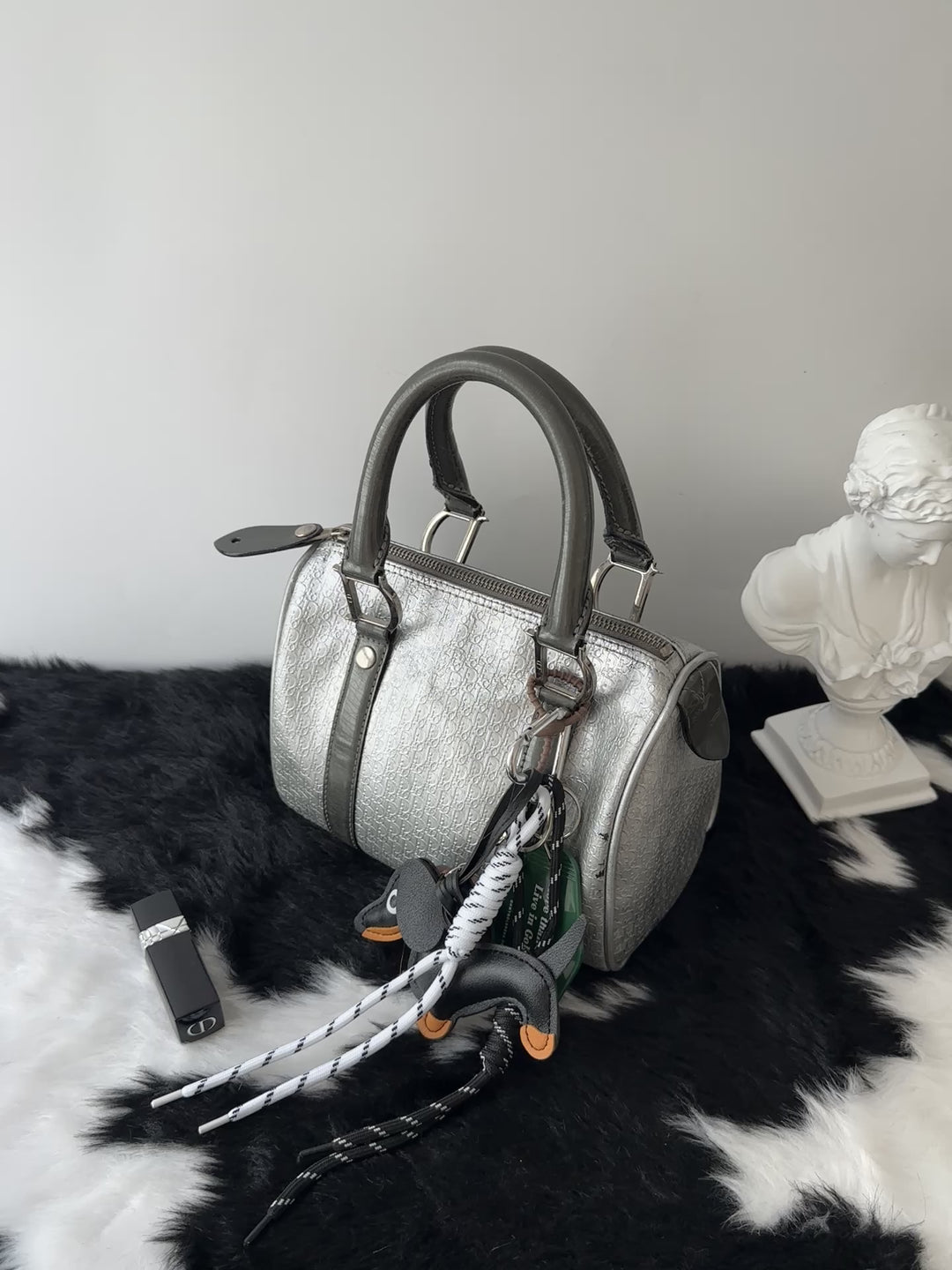Dior Mini Boston Bag 🩶✨｜Nano Size・Silver Monogram・Rare Color