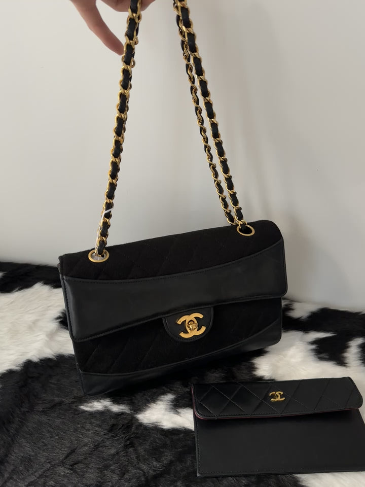 "Chanel “Fabric × Leather Classic Flap” ✨ | 1989 Vintage Icon + Removable Babe Pouch "