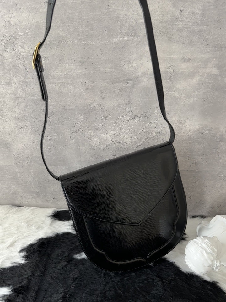 Yves Saint Laurent Lizard Leather Crossbody Bag 🖤｜Rare Exotic Leather × Vintage Elegance × Timeless Silhouette