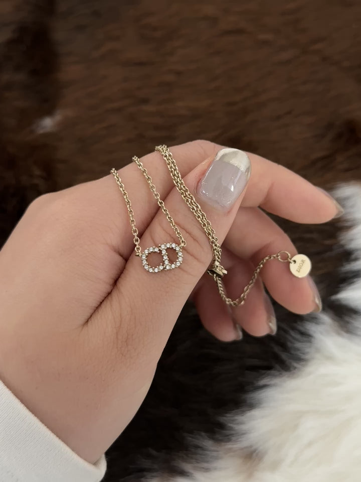 Dior “Crystal CD Mini Pendant Necklace” ❤️✨ | Soft Sparkle & Minimal Dior Elegance