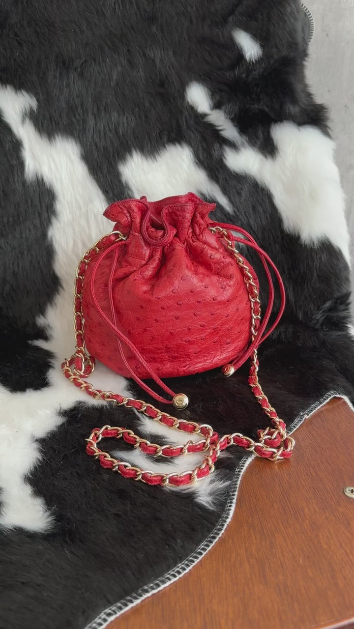 Chanel Ostrich Leather Mini Drawstring “Siu Mai” Bag ❤️✨
