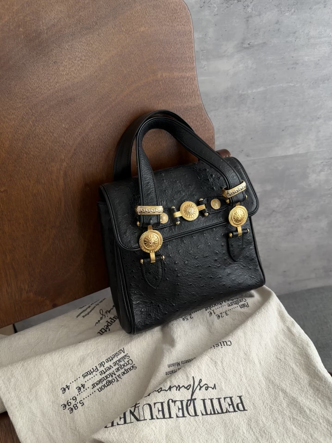 Versace Sunburst Leather Top Handle Bag