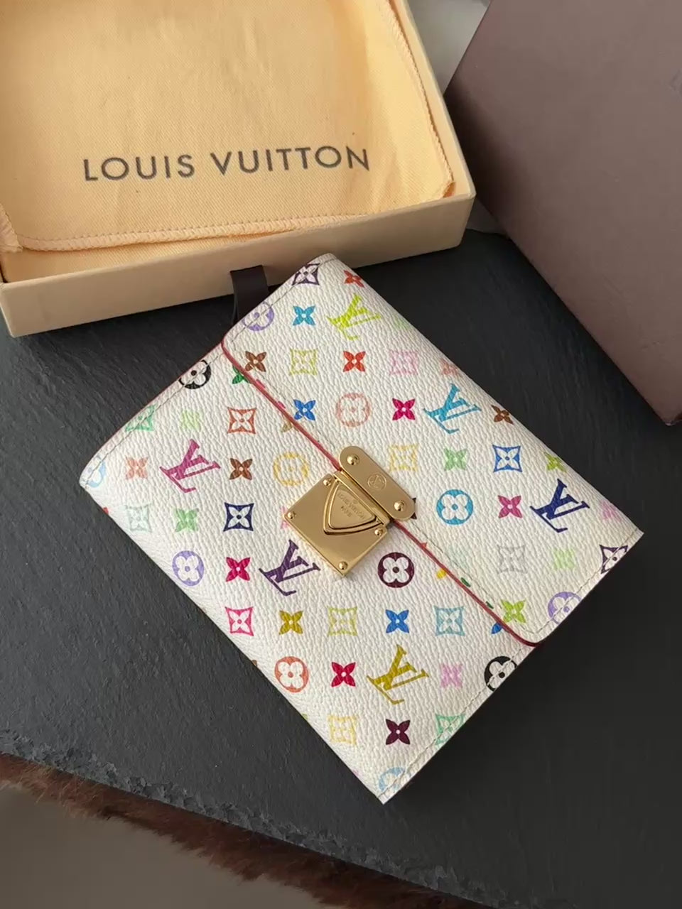 Louis Vuitton Monogram Multicolore Padlock Wallet 🌈｜Full Set × Gold Clasp × Like-New Condition✨