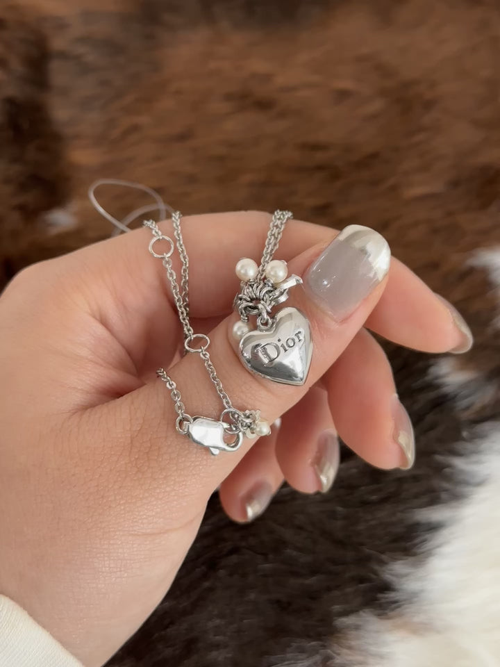 Dior “Pearl Heart Pendant Necklace” 🤍❤️ | Soft Elegance & Romantic Shine