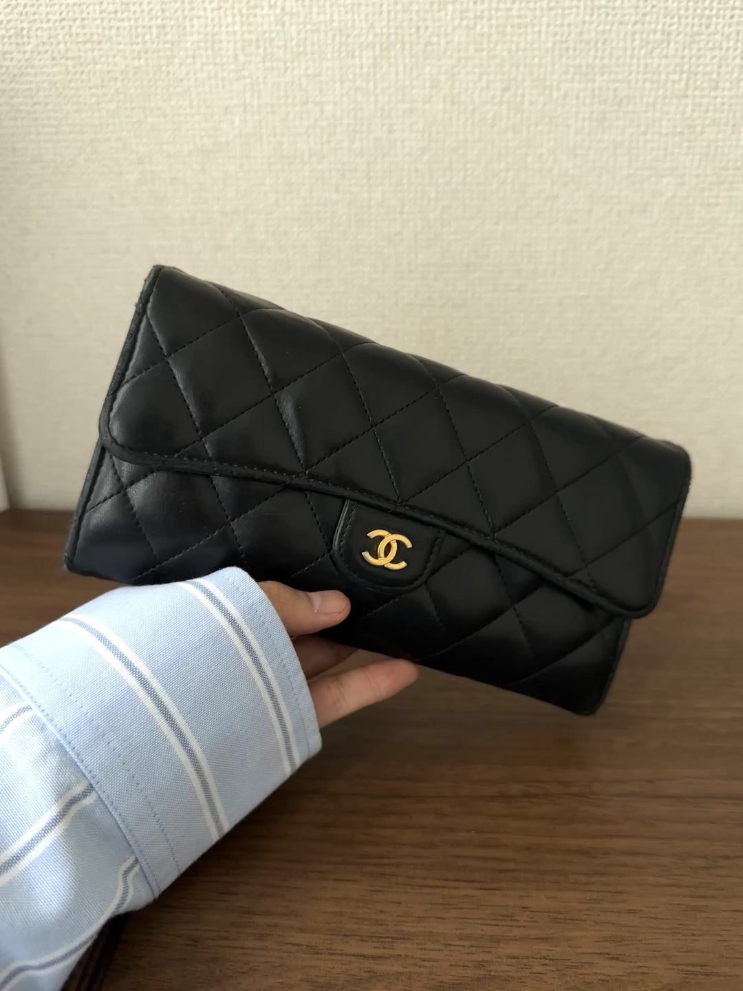 Chanel Classic Flap Long Wallet 🖤✨ Black with Gold CC