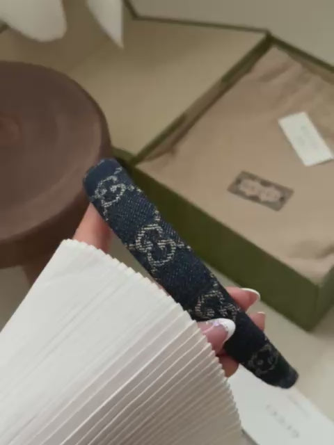 Gucci Denim GG Headband 💙✨ Full Set with Box