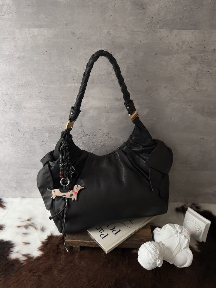 Ferragamo Bow Hobo Bag 🎀｜Braided Handle｜Soft Lambskin｜Lightweight Daily Bag